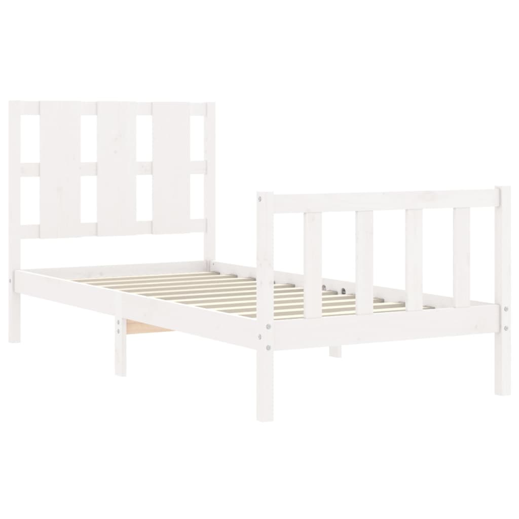 Cadre de lit sans matelas blanc 90x200 cm bois de pin massif - XIOS