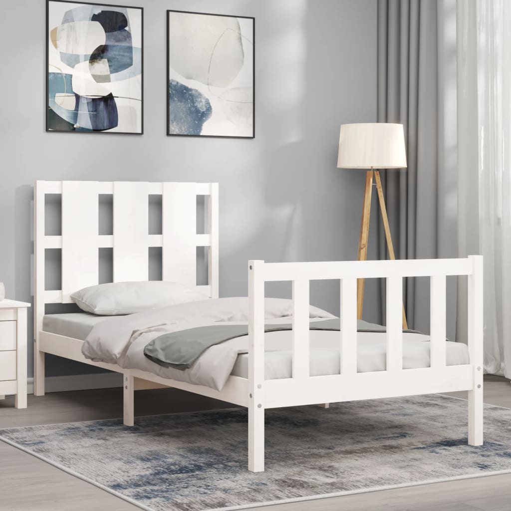 Cadre de lit sans matelas blanc 100x200 cm bois de pin massif - XIOS