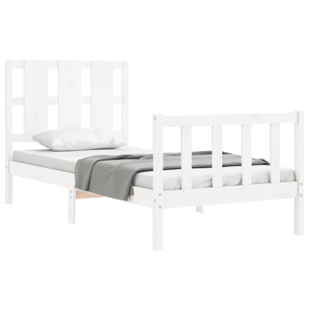 Cadre de lit sans matelas blanc 100x200 cm bois de pin massif - XIOS