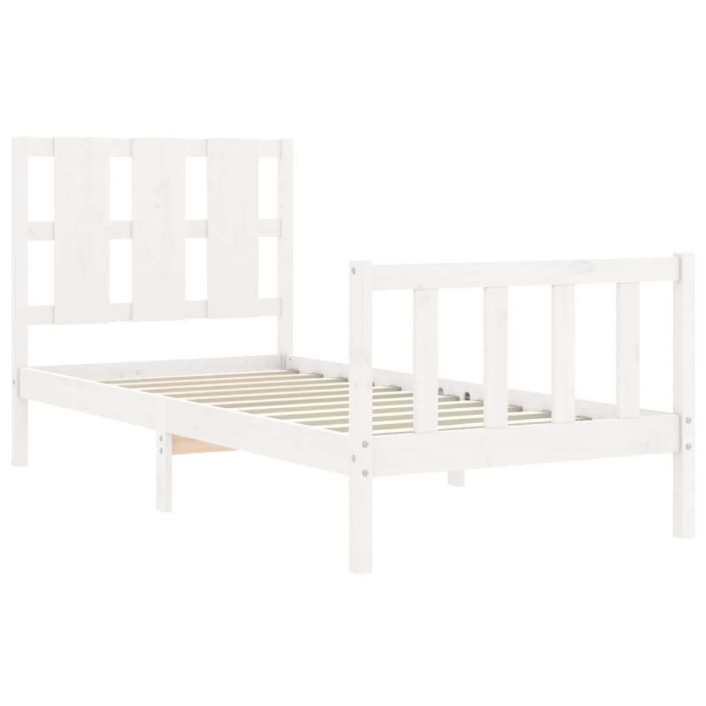 Cadre de lit sans matelas blanc 100x200 cm bois de pin massif - XIOS