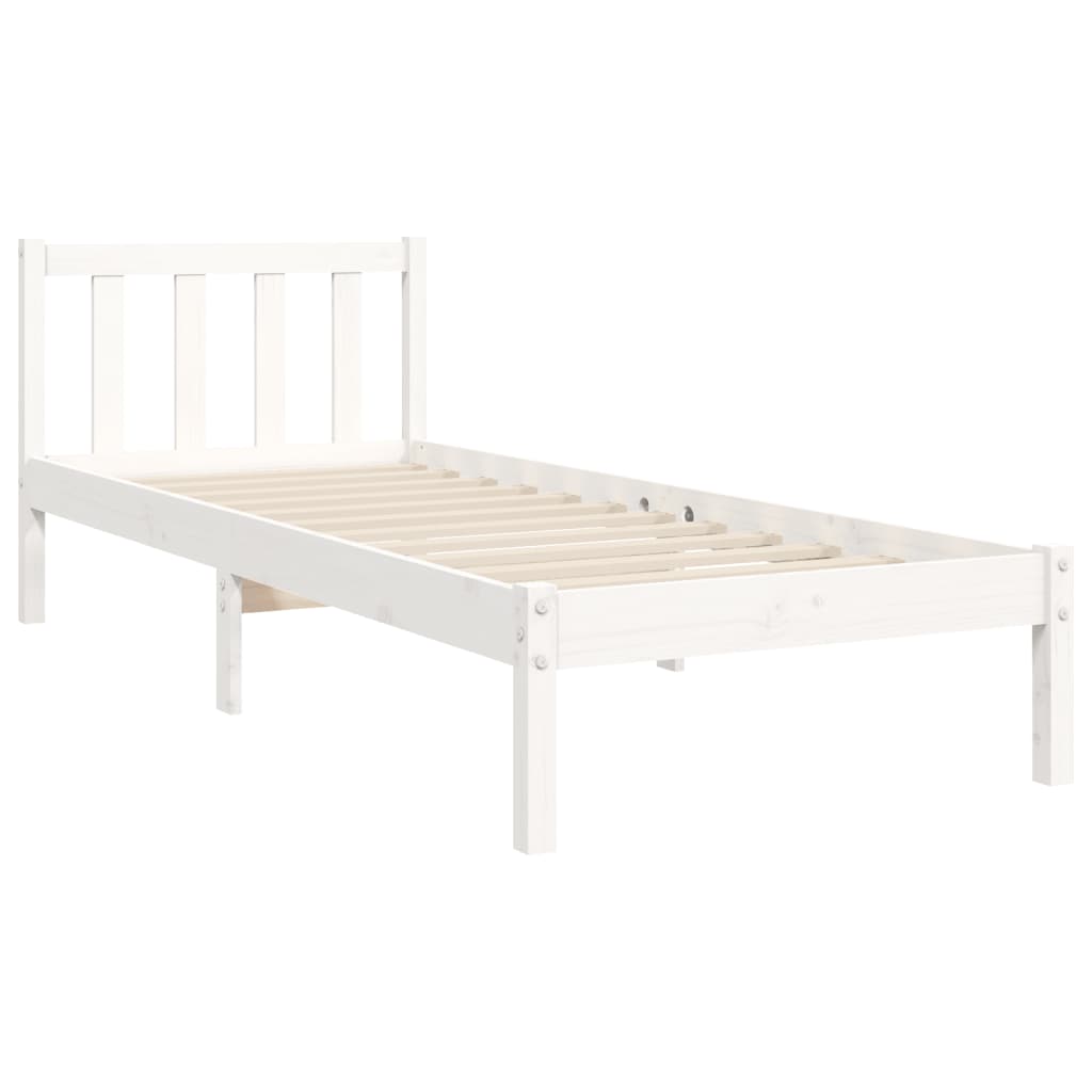 Cadre de lit sans matelas blanc 100x200 cm bois de pin massif - XIOS