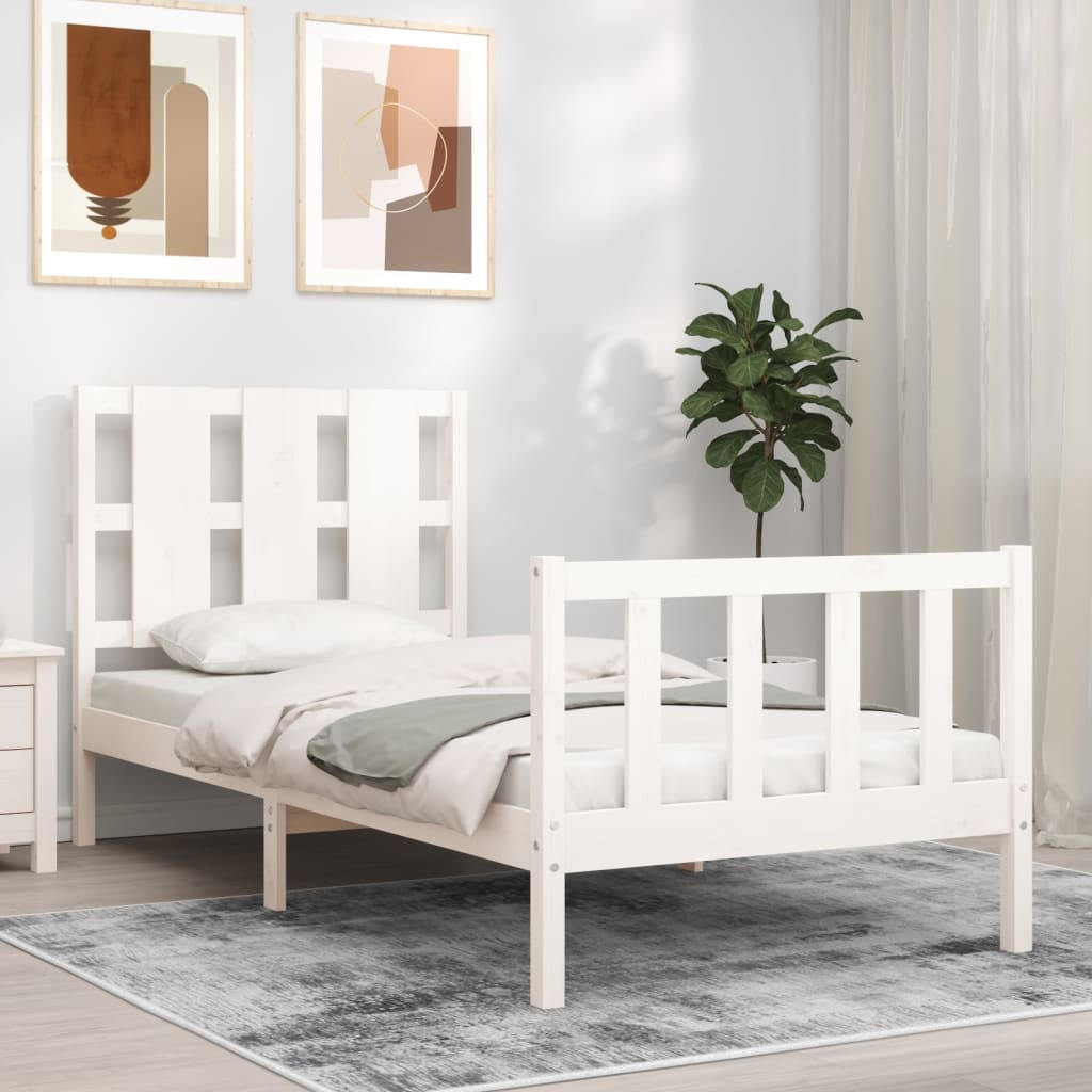 Cadre de lit sans matelas blanc 100x200 cm bois de pin massif - XIOS