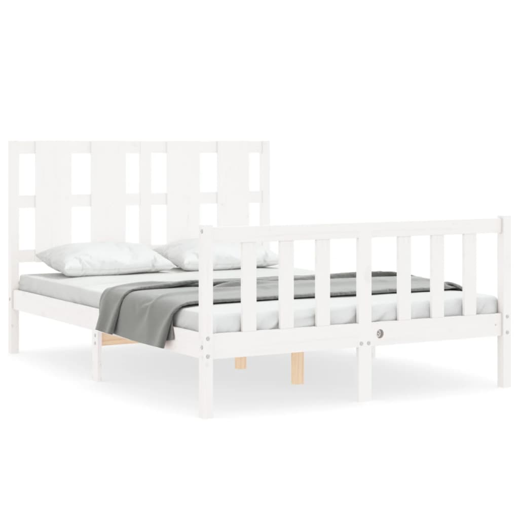 Cadre de lit sans matelas blanc 120x200 cm bois de pin massif - XIOS