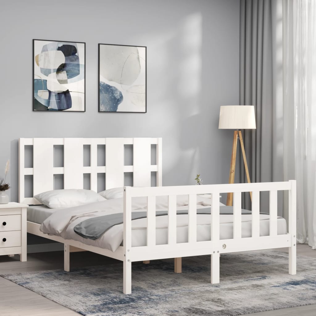 Cadre de lit sans matelas blanc 120x200 cm bois de pin massif - XIOS