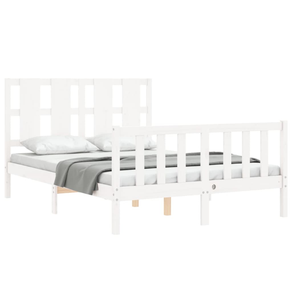 Cadre de lit sans matelas blanc 120x200 cm bois de pin massif - XIOS