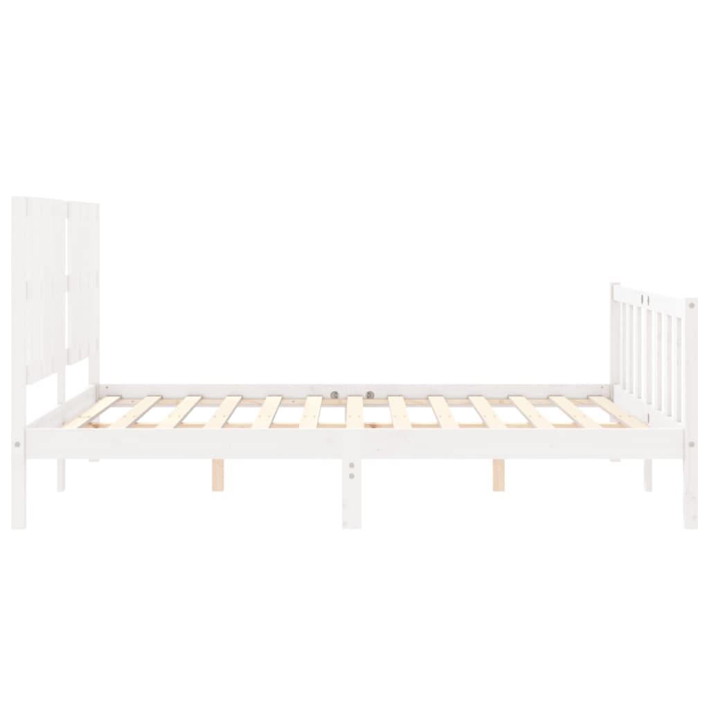 Cadre de lit sans matelas blanc bois de pin massif - XIOS