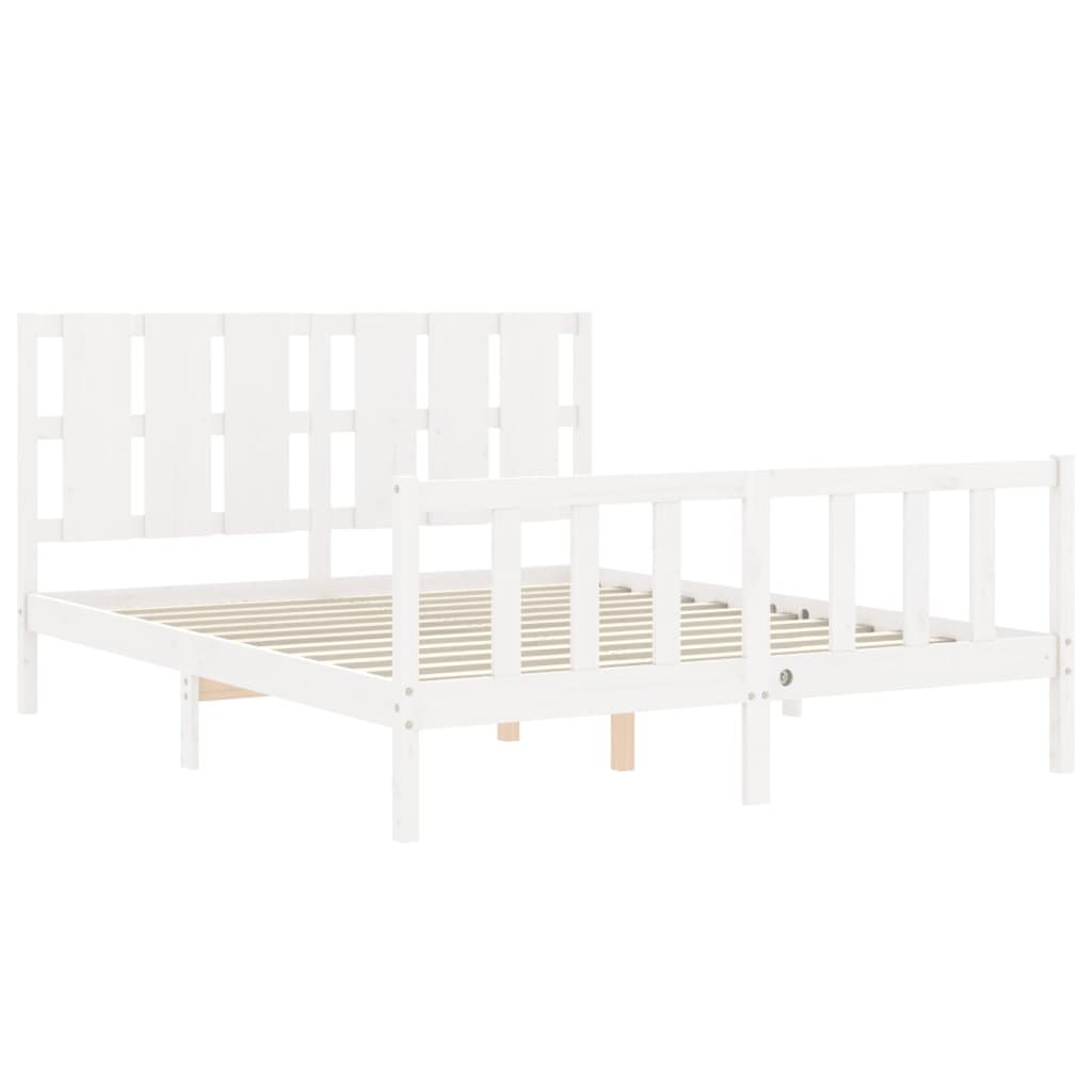 Cadre de lit sans matelas blanc 160x200 cm bois de pin massif - XIOS
