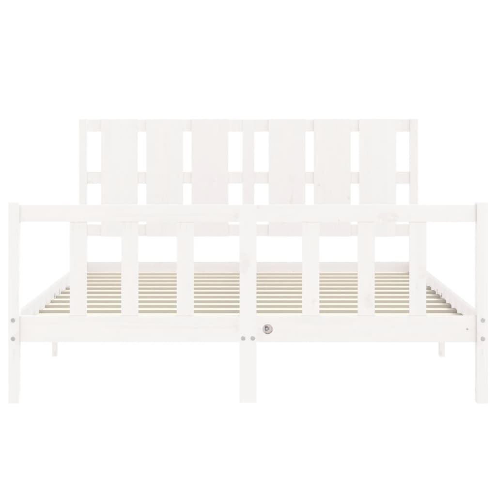 Cadre de lit sans matelas blanc 160x200 cm bois de pin massif - XIOS