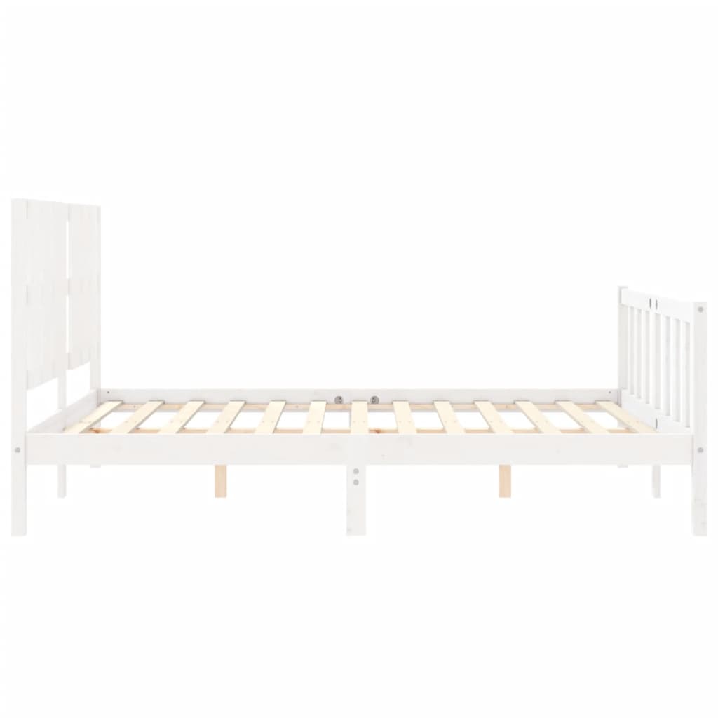 Cadre de lit sans matelas blanc 160x200 cm bois de pin massif - XIOS