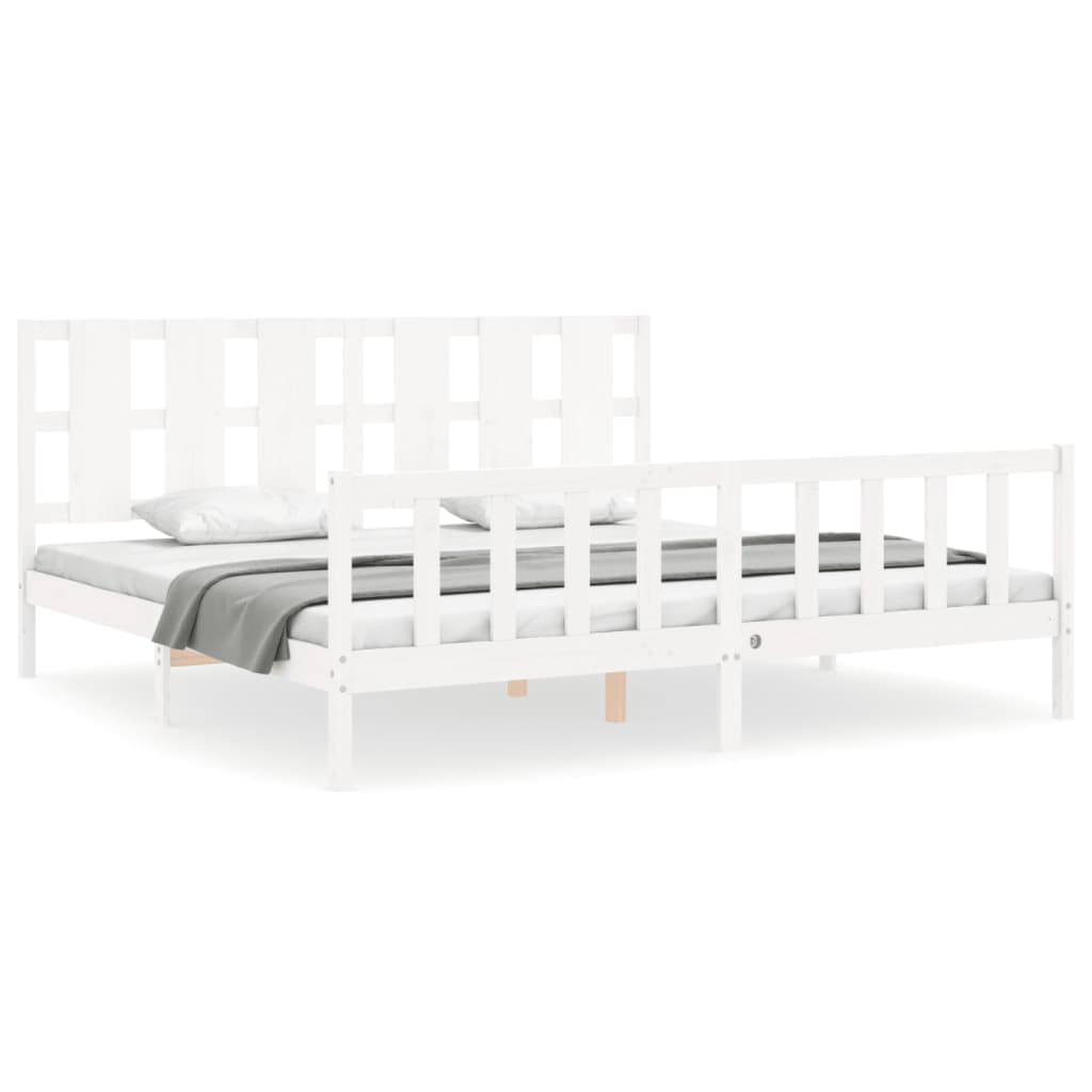 Cadre de lit sans matelas blanc bois de pin massif - XIOS