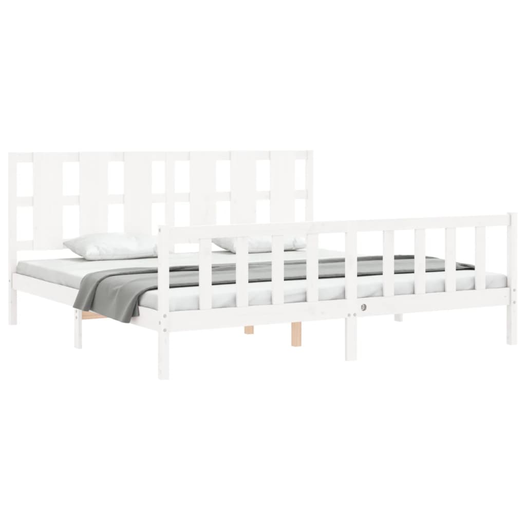Cadre de lit sans matelas blanc bois de pin massif - XIOS