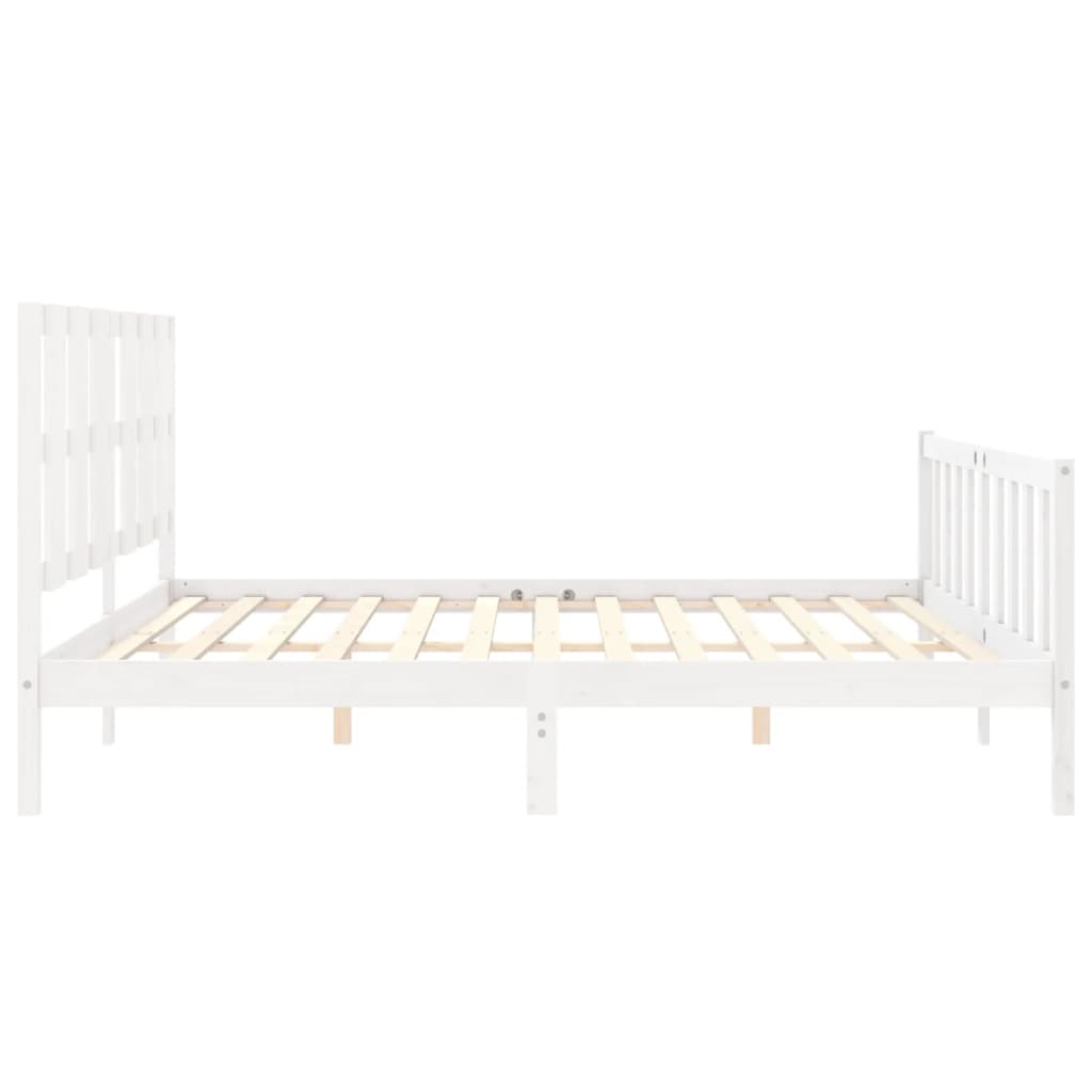 Cadre de lit sans matelas blanc bois de pin massif - XIOS