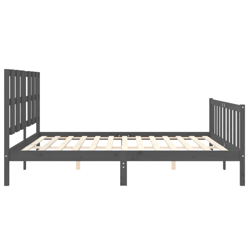 Cadre de lit sans matelas gris 200x200 cm bois massif de pin - XIOS