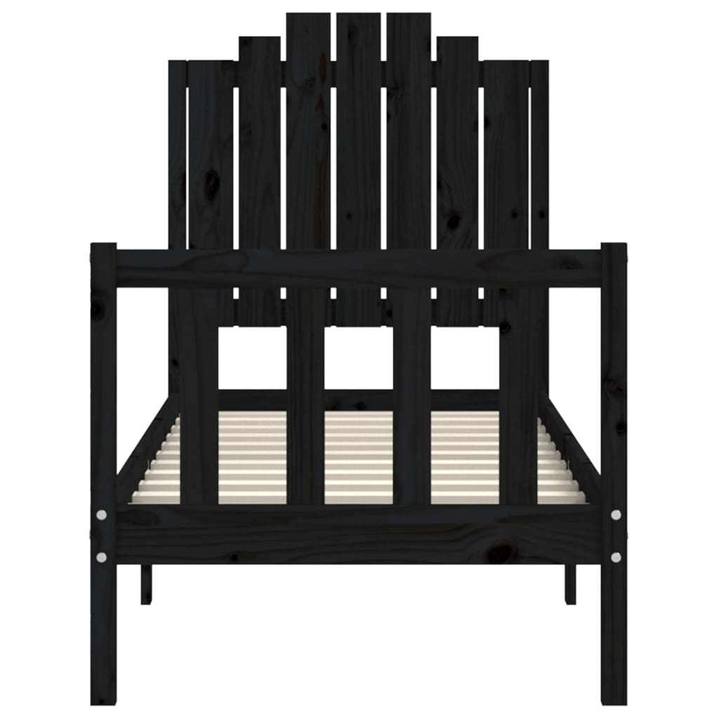 Cadre de lit sans matelas noir bois de pin massif - XIOS