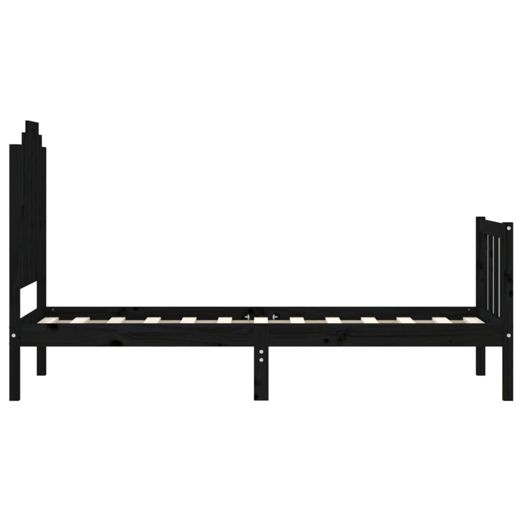Cadre de lit sans matelas noir bois de pin massif - XIOS