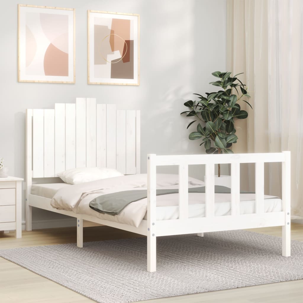 Cadre de lit sans matelas blanc 100x200 cm bois de pin massif - XIOS