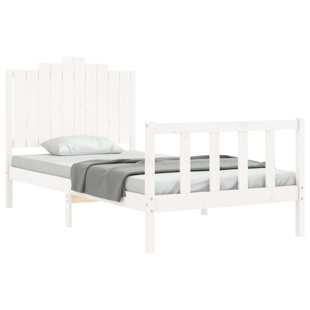 Cadre de lit sans matelas blanc 100x200 cm bois de pin massif - XIOS