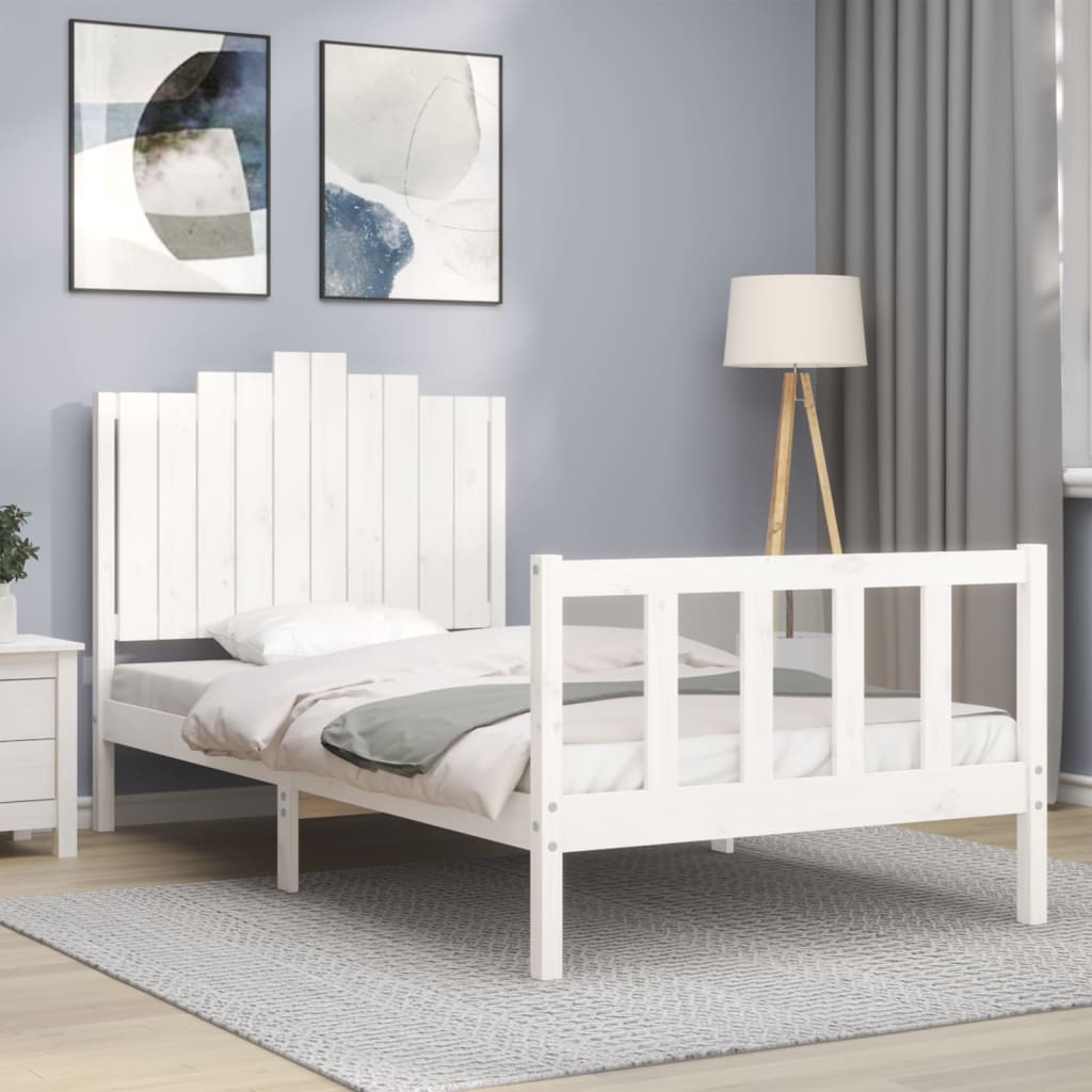 Cadre de lit sans matelas blanc 100x200 cm bois de pin massif - XIOS