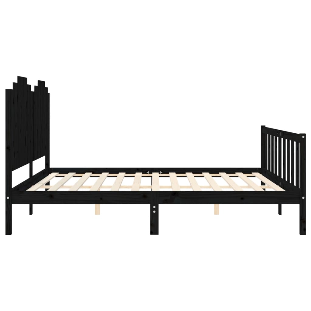 Cadre de lit sans matelas noir 200x200 cm bois massif de pin - XIOS