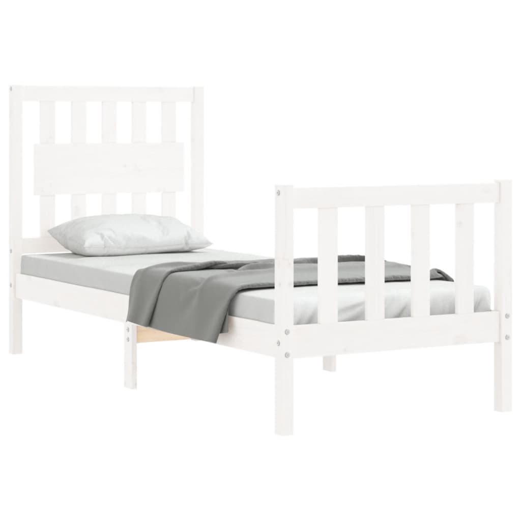 Cadre de lit sans matelas blanc bois de pin massif - XIOS