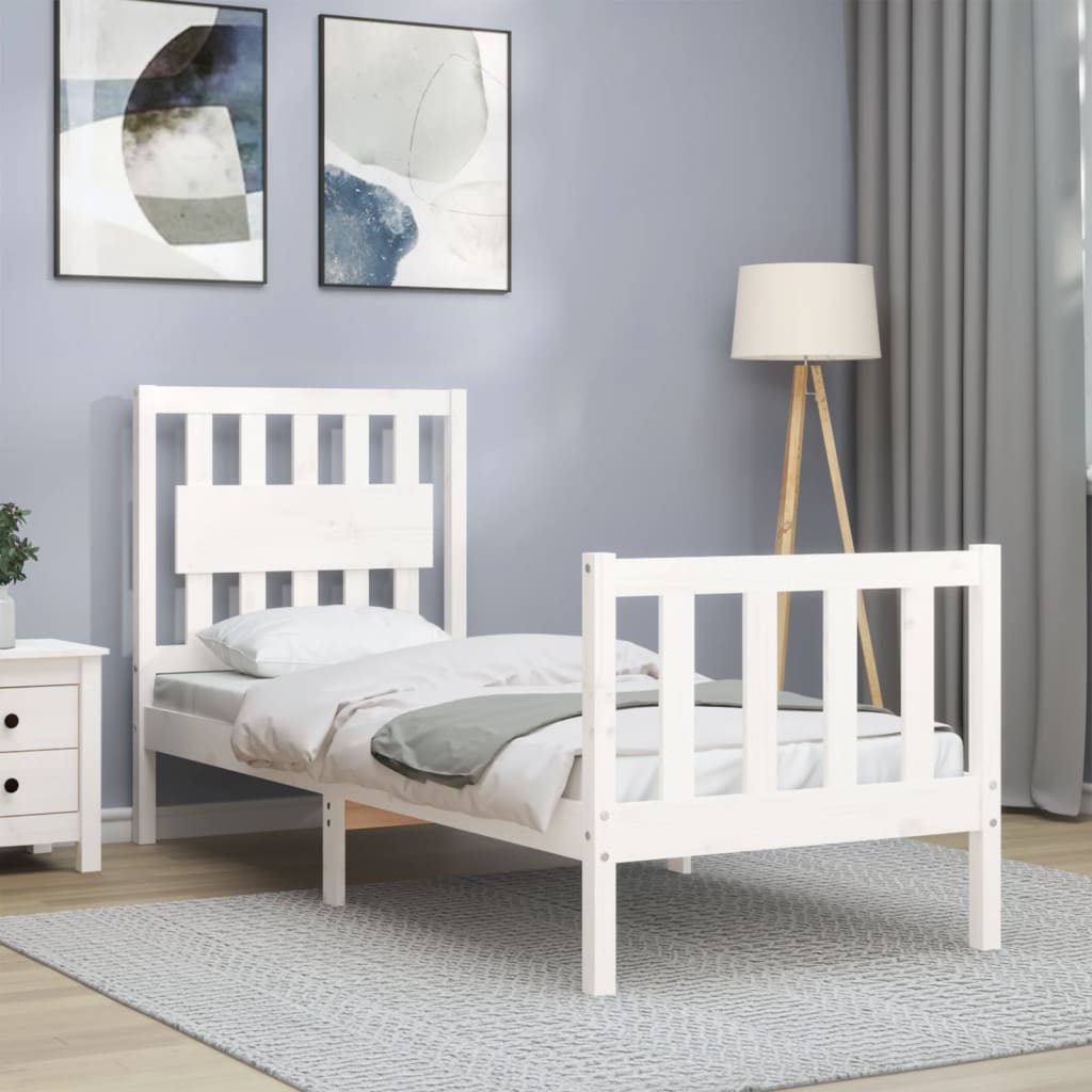 Cadre de lit sans matelas blanc bois de pin massif - XIOS