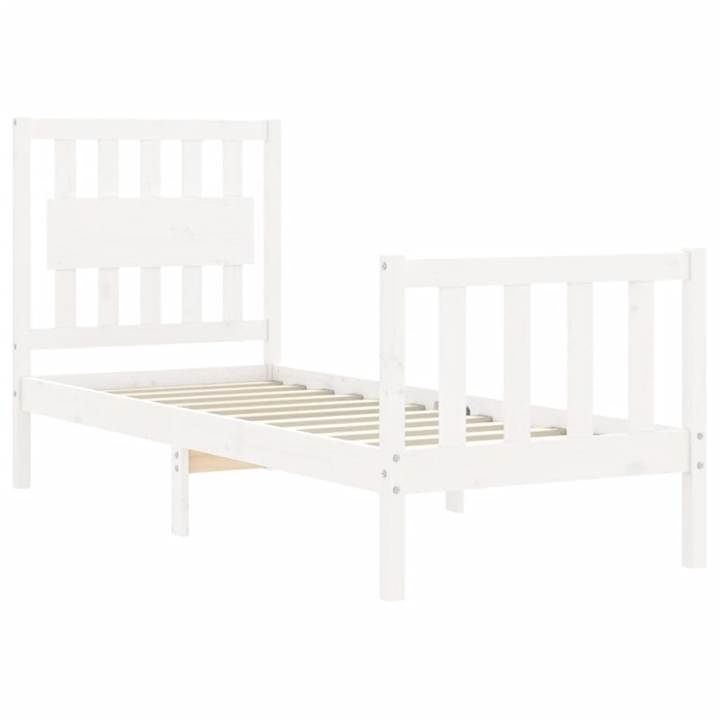 Cadre de lit sans matelas blanc bois de pin massif - XIOS
