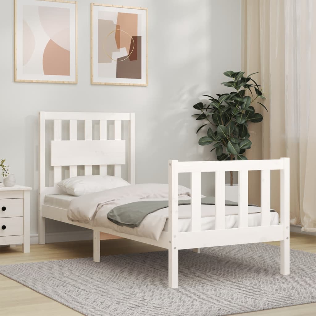 Cadre de lit sans matelas blanc bois de pin massif - XIOS