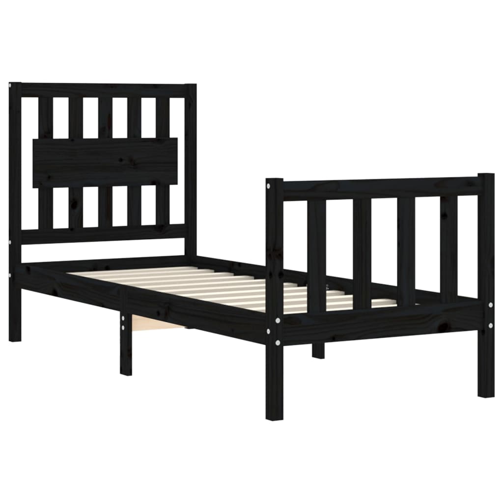 Cadre de lit sans matelas noir bois de pin massif - XIOS