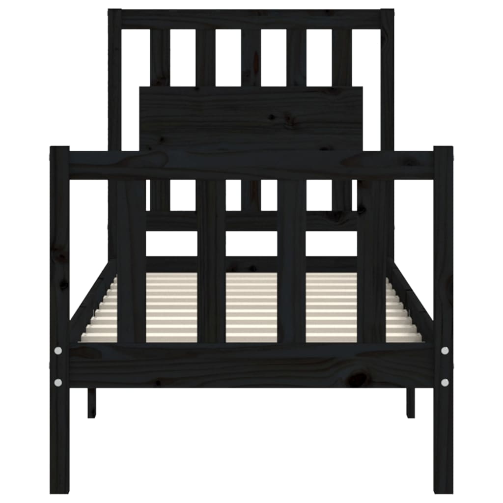 Cadre de lit sans matelas noir bois de pin massif - XIOS