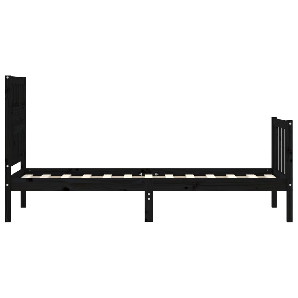 Cadre de lit sans matelas noir bois de pin massif - XIOS