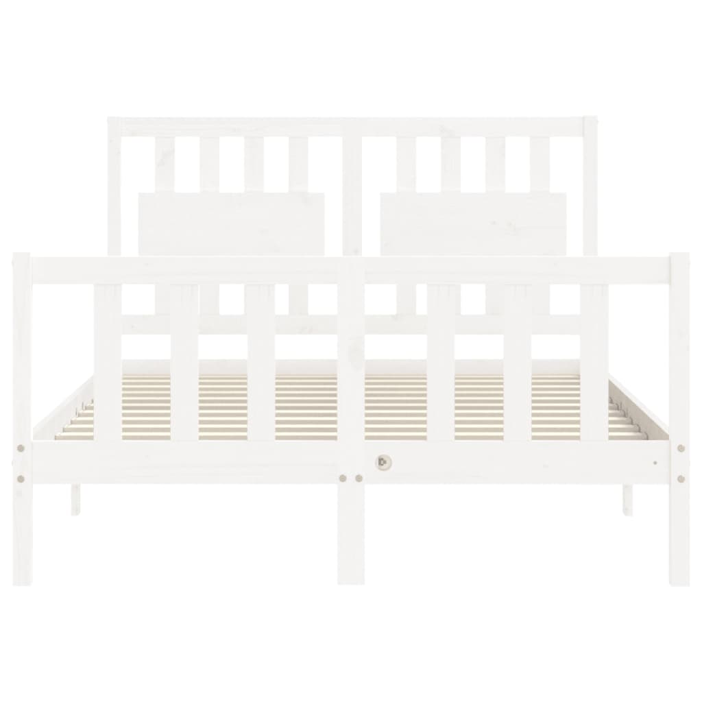 Cadre de lit sans matelas blanc 140x190 cm bois de pin massif - XIOS
