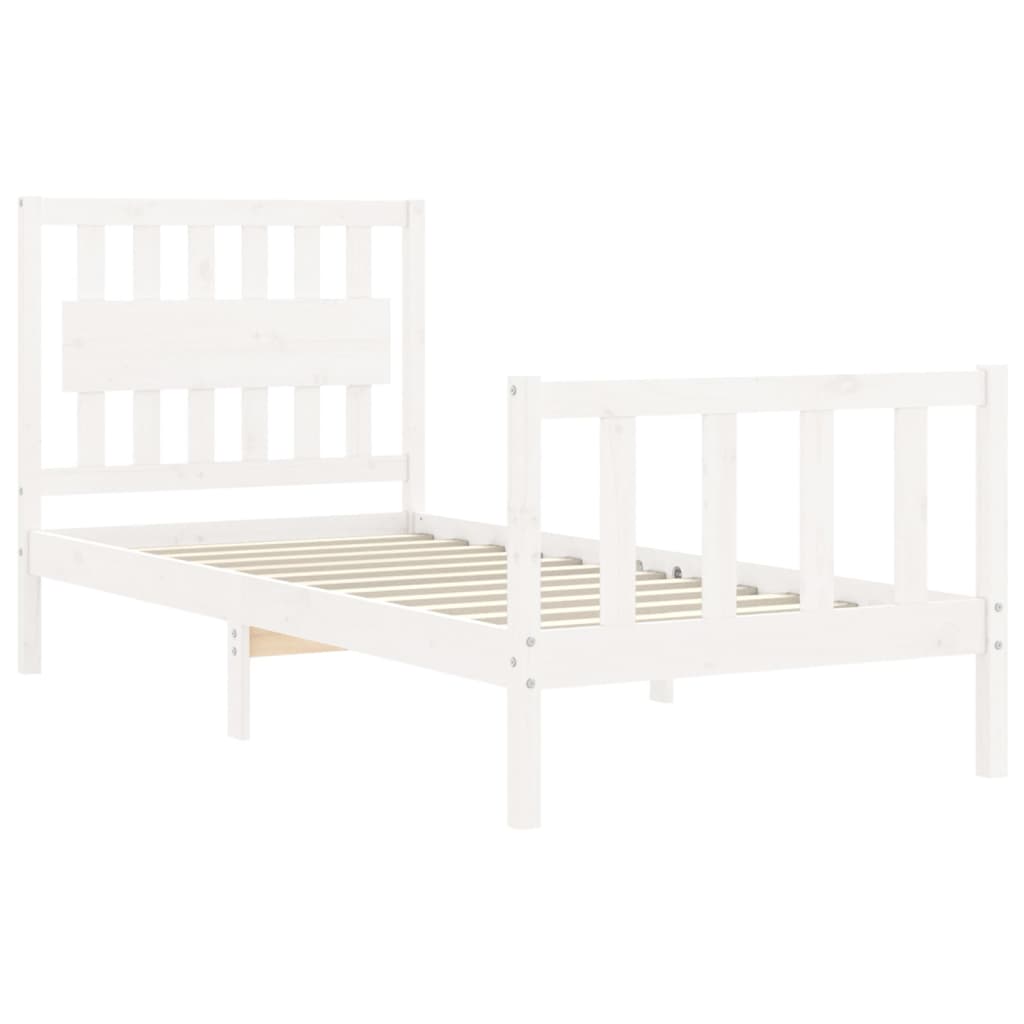Cadre de lit sans matelas blanc 90x200 cm bois de pin massif - XIOS