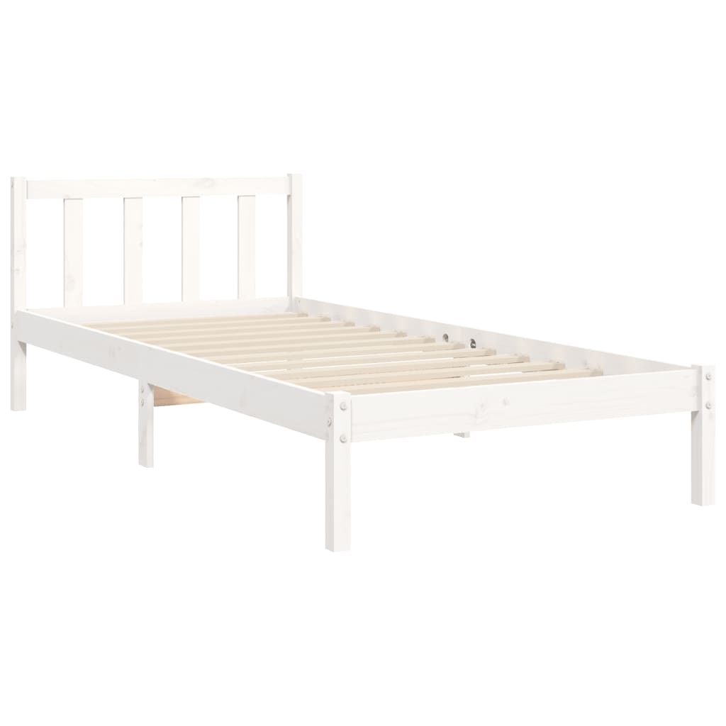 Cadre de lit sans matelas blanc 90x200 cm bois de pin massif - XIOS