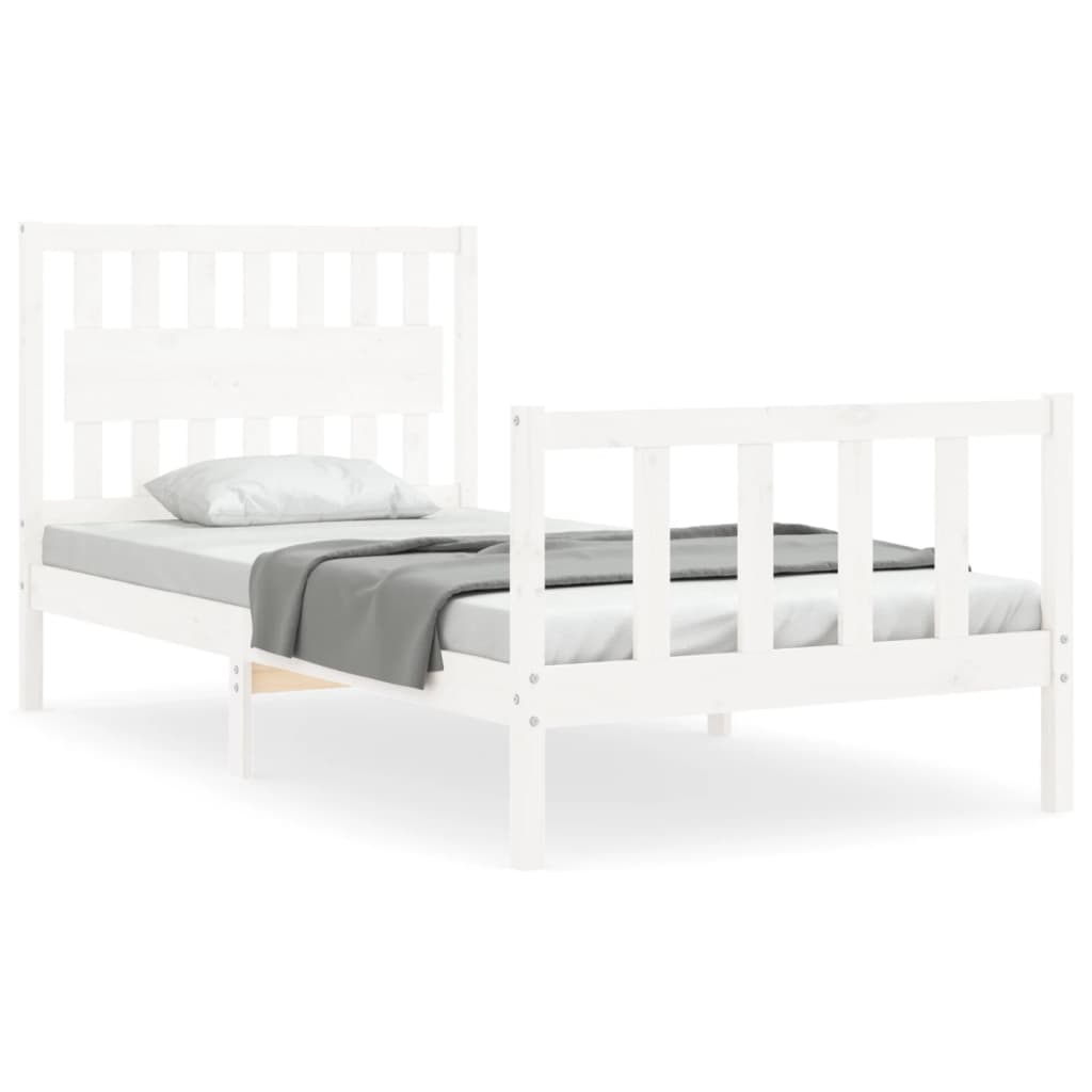 Cadre de lit sans matelas blanc 100x200 cm bois de pin massif - XIOS