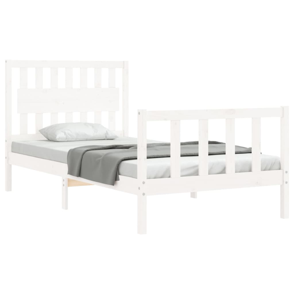 Cadre de lit sans matelas blanc 100x200 cm bois de pin massif - XIOS