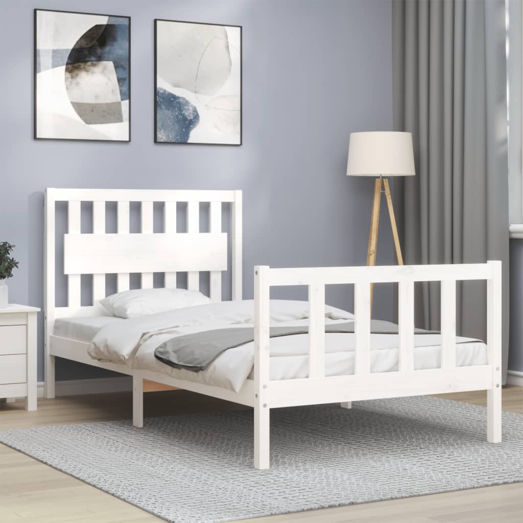 Cadre de lit sans matelas blanc 100x200 cm bois de pin massif - XIOS