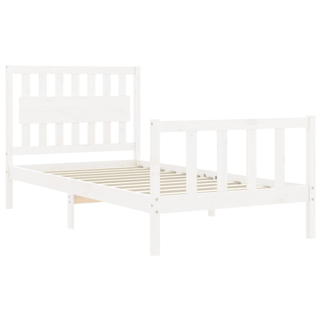 Cadre de lit sans matelas blanc 100x200 cm bois de pin massif - XIOS