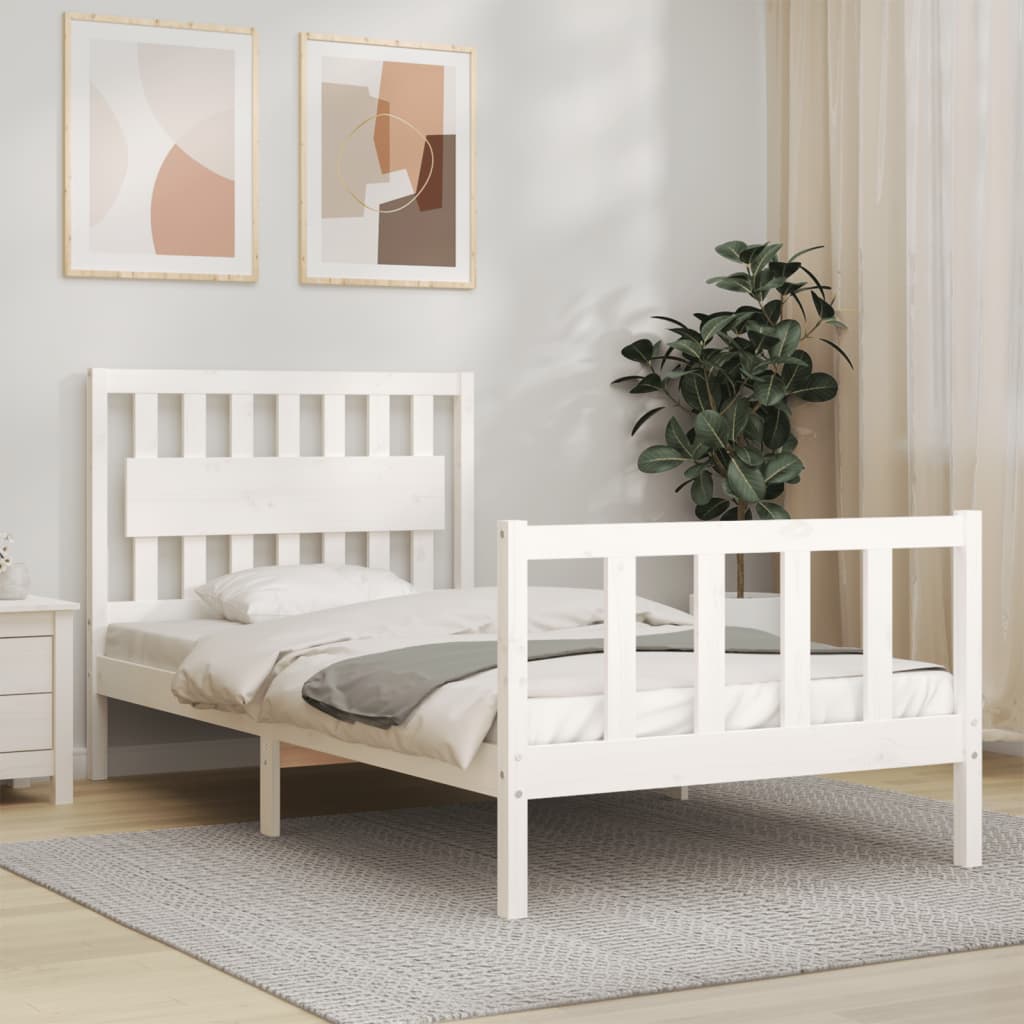 Cadre de lit sans matelas blanc 100x200 cm bois de pin massif - XIOS