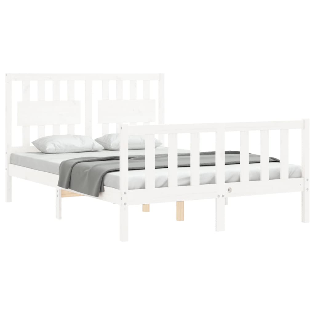 Cadre de lit sans matelas blanc 120x200 cm bois de pin massif - XIOS