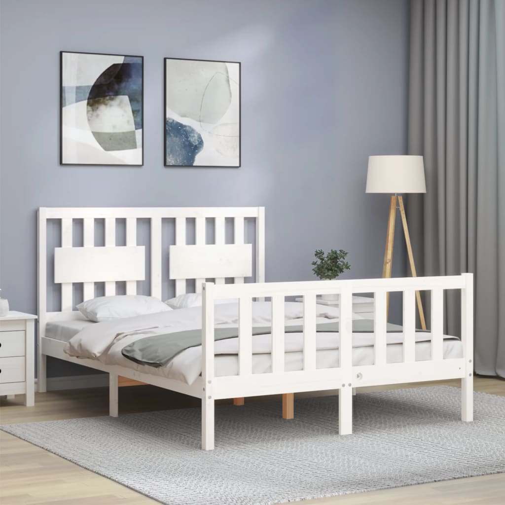 Cadre de lit sans matelas blanc 120x200 cm bois de pin massif - XIOS
