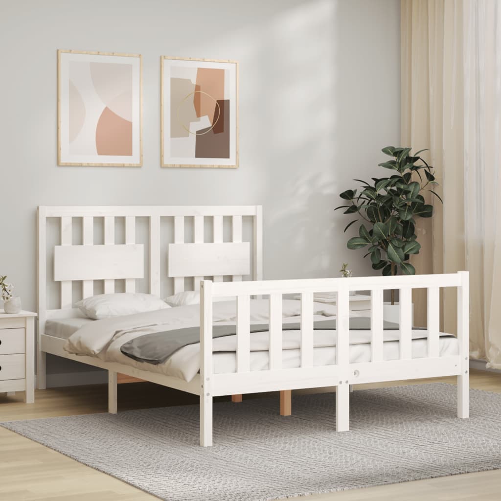 Cadre de lit sans matelas blanc 120x200 cm bois de pin massif - XIOS