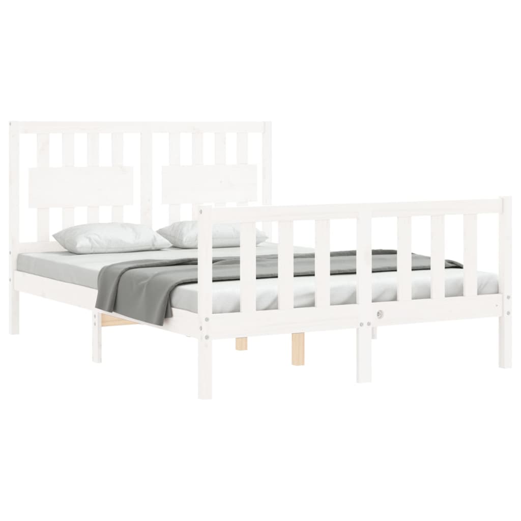 Cadre de lit sans matelas blanc 140x200 cm bois de pin massif - XIOS
