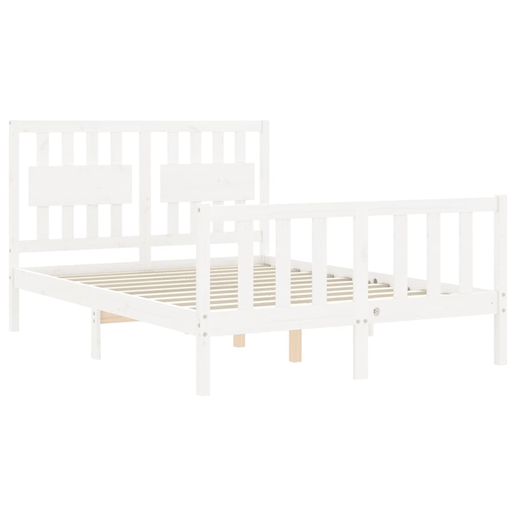 Cadre de lit sans matelas blanc 140x200 cm bois de pin massif - XIOS