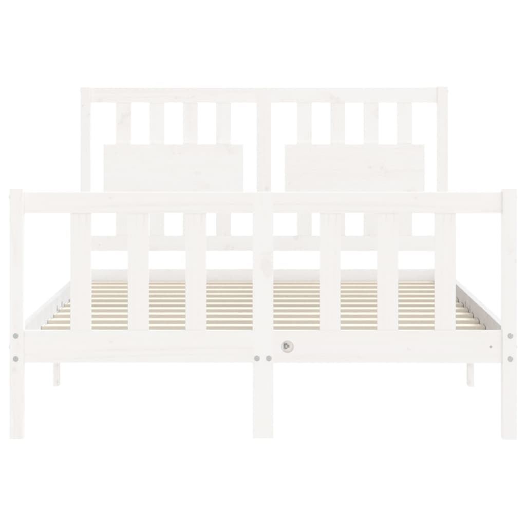 Cadre de lit sans matelas blanc 140x200 cm bois de pin massif - XIOS