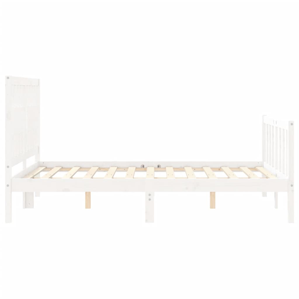 Cadre de lit sans matelas blanc 140x200 cm bois de pin massif - XIOS