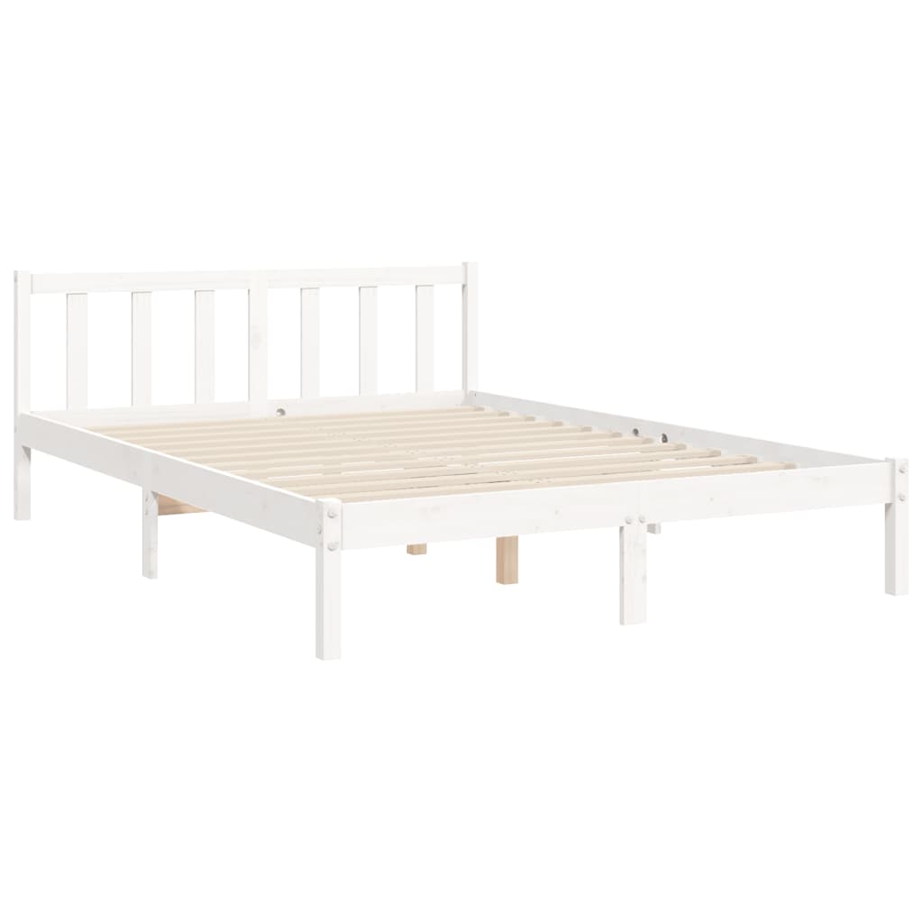 Cadre de lit sans matelas blanc 140x200 cm bois de pin massif - XIOS