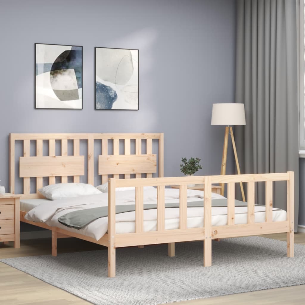 Cadre de lit sans matelas 160x200 cm bois massif de pin - XIOS