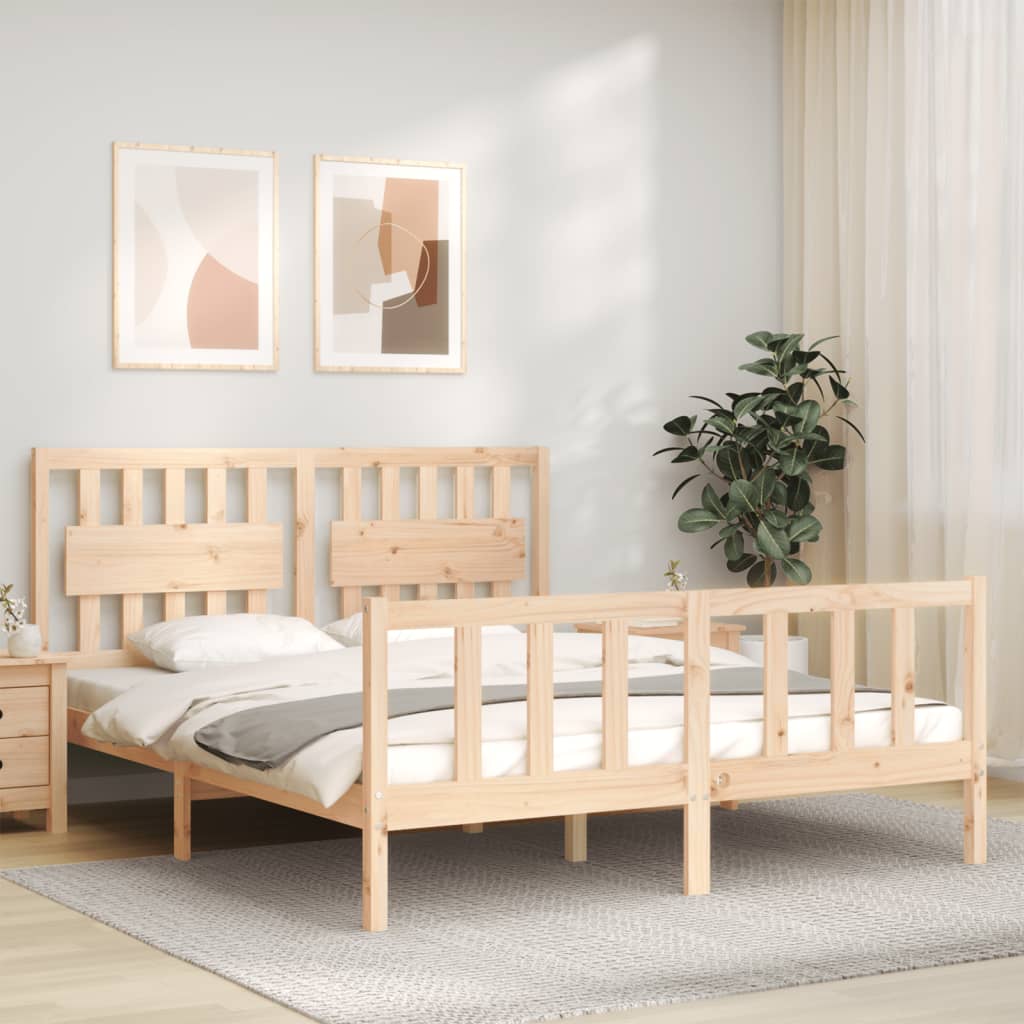 Cadre de lit sans matelas 160x200 cm bois massif de pin - XIOS