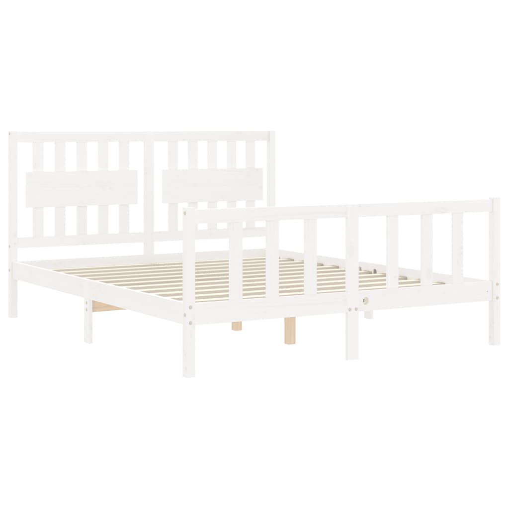 Cadre de lit sans matelas blanc 160x200 cm bois de pin massif - XIOS