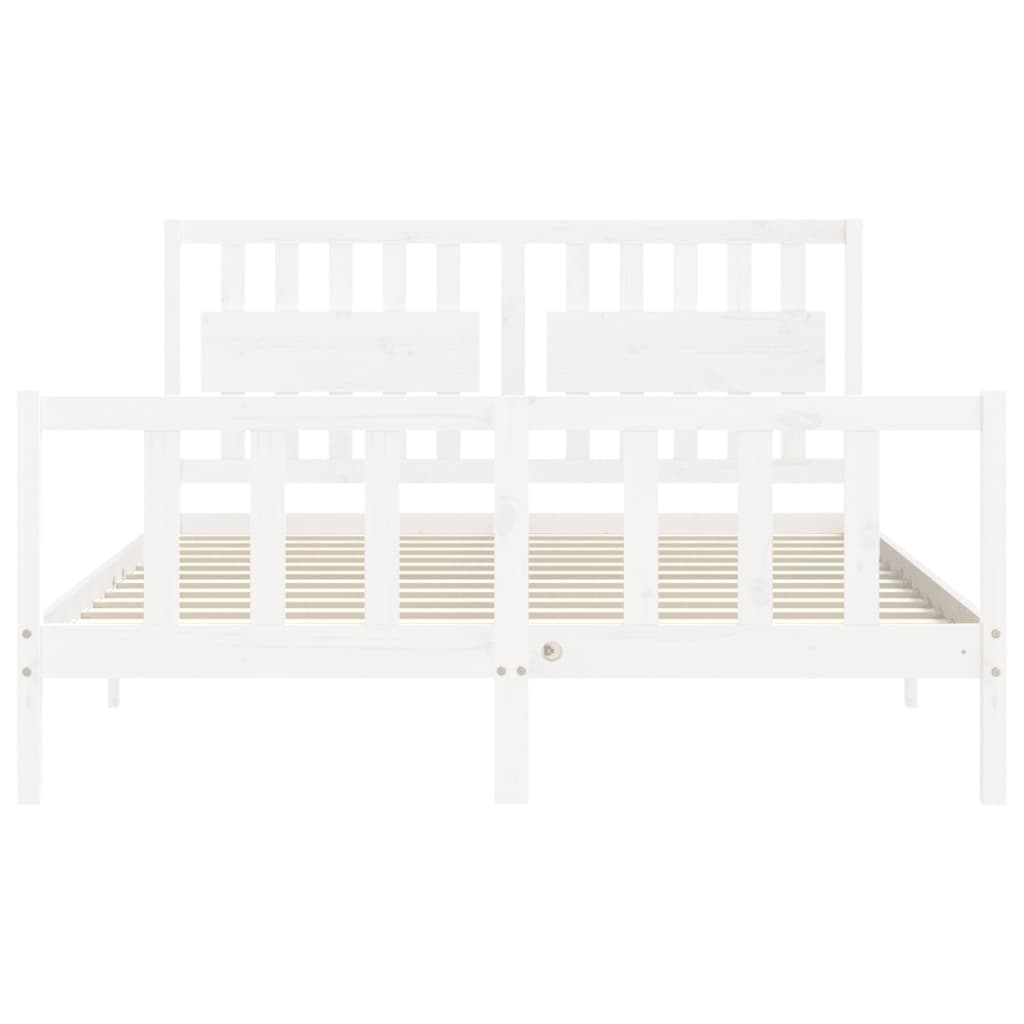 Cadre de lit sans matelas blanc 160x200 cm bois de pin massif - XIOS